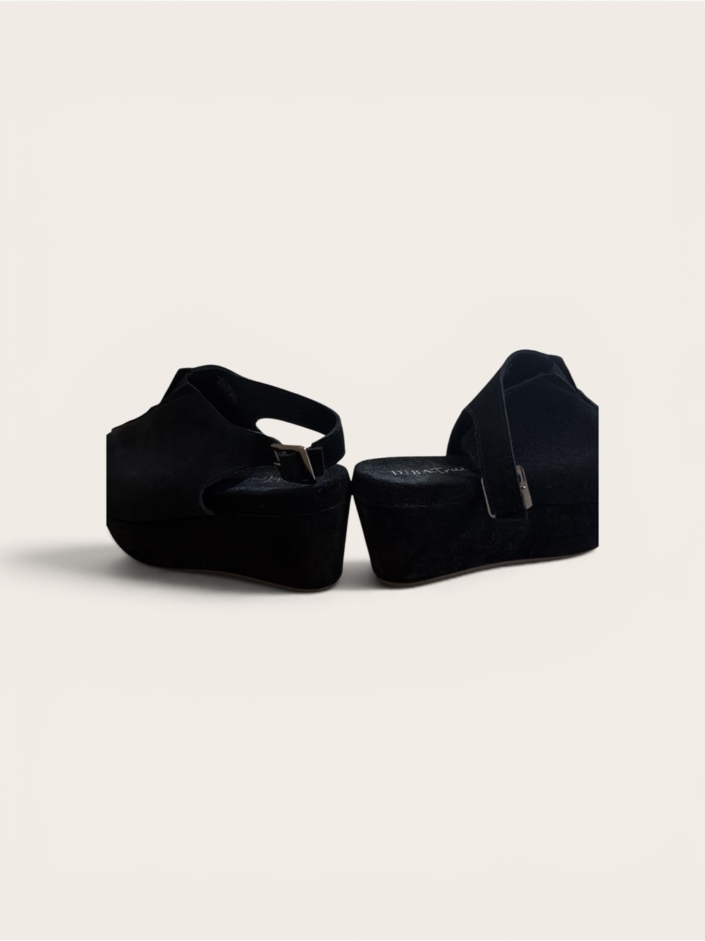 Women's Black Platform Wedge Sandals with Ankle Strap